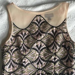 Crochet dress - light pink hints of green & black